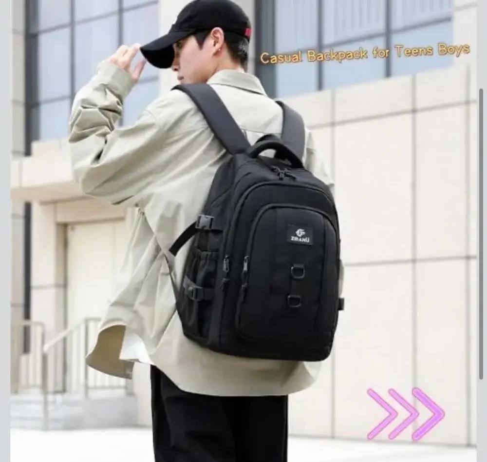 ZIRANU‎ Casual Water Resistant School Backpack for Teens Boys, 18.89